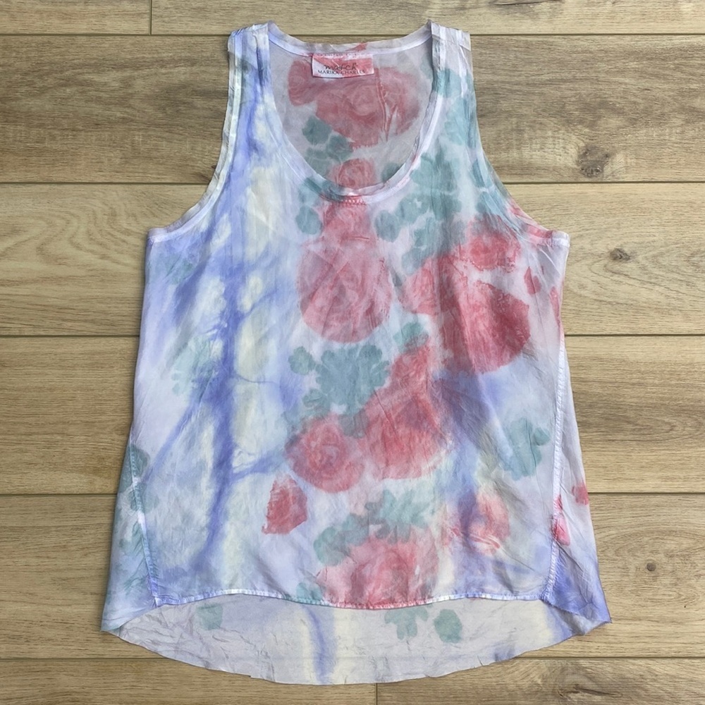 Match Marika Charles Painted Silk Top Artsy Art to‎ Wear Floral Lagenlook Fairy